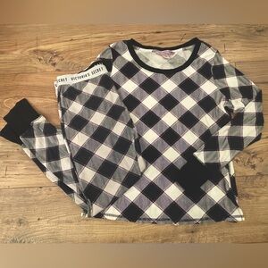 Victoria's Secret Pink, White, Black Buffalo Check Matching Pajama Set Sz Small